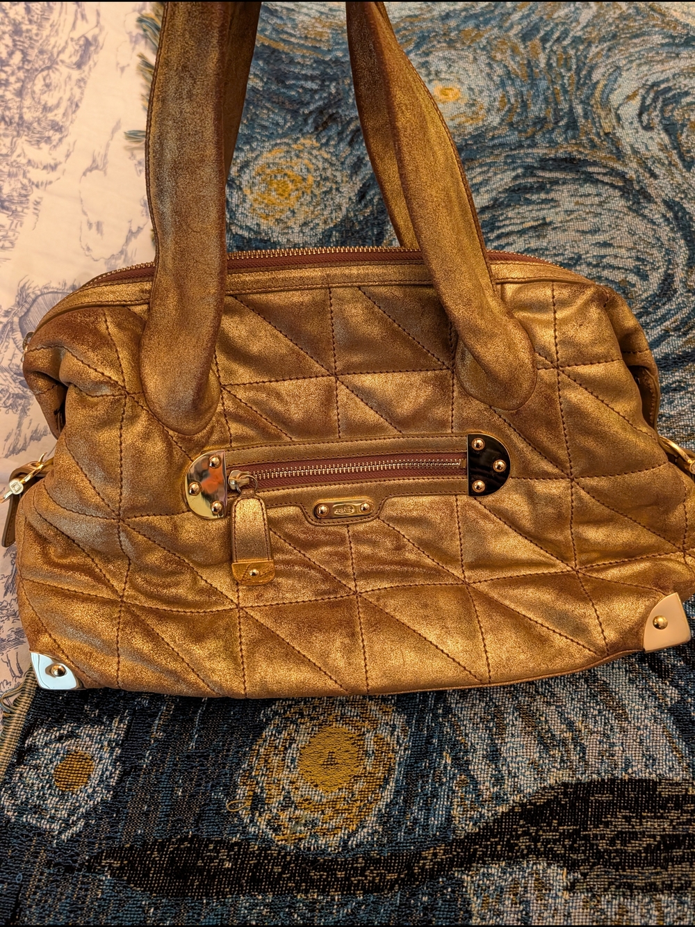 Rafe Metallic Gold Quilted Shoulder Bag
